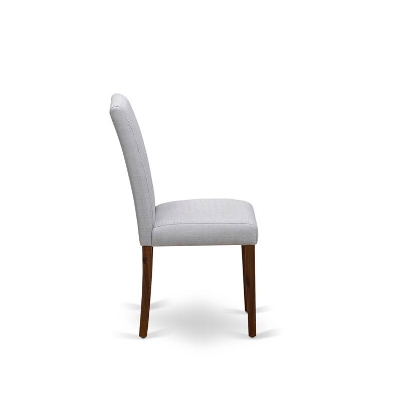 East West Furniture Dining Table Set- a Round Dining Table and Upholstered Chairs, Antique Walnut(Pieces Options)