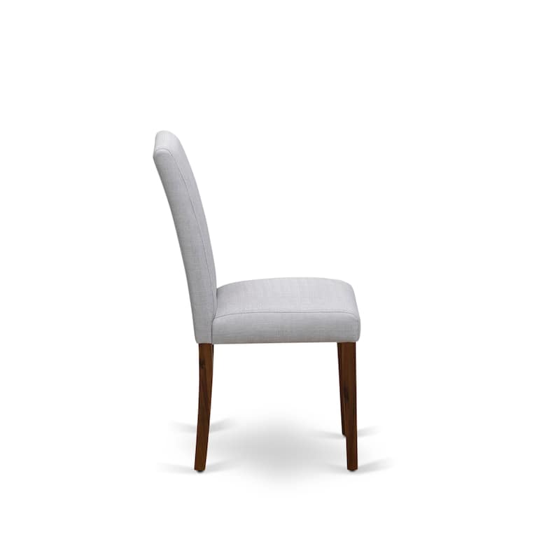 East West Furniture Dinette Set- a Wood Dining Table and Grey Parson Dining Room Chairs, Walnut (Pieces Options)