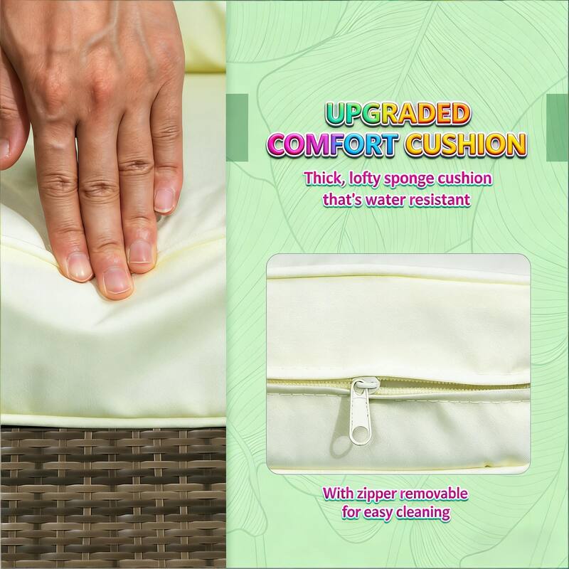 GDFStudio Outdoor 2 Chair & 1 Table Rattan 3 Piece Set