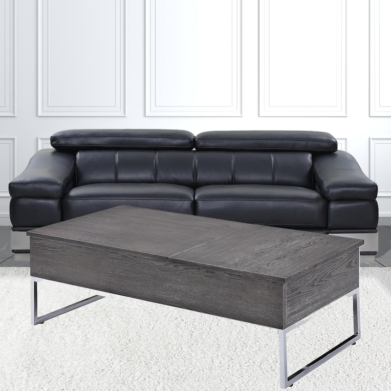 47-inch Lift Top Coffee Table with Storage and Chrome Base - 47” x 24” x 26”