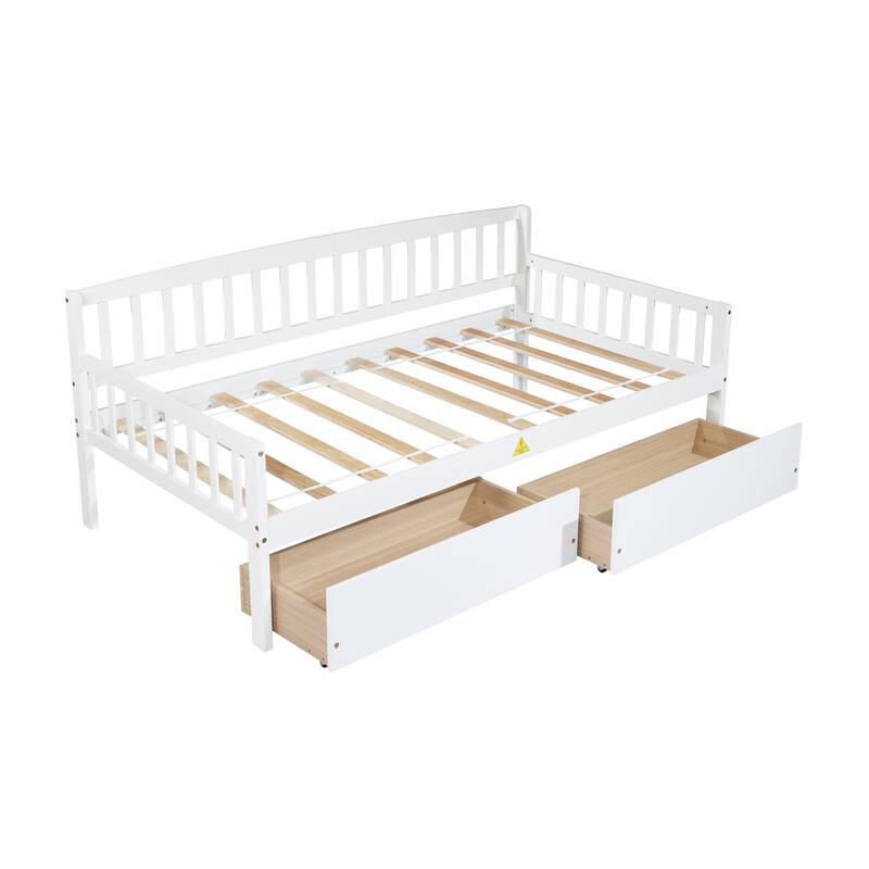 - Pine Wood Daybed with two Storage Drawers