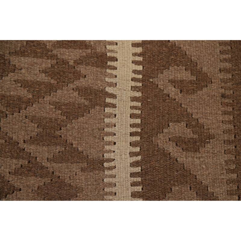 Hand Woven Oriental 100% Wool Carpet Southwestern Geometric Brown Kilim Area Rug - 9' 10'' X 6' 7''