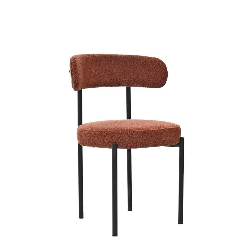 Boucle Dining Chairs Set of 2, Curved Backrest Chair