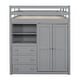 preview thumbnail 17 of 33, Full Size Loft Bed with Desk & Wardrobe, Solid Wood Kids Loft Bedframe w/3 Storage Drawers & 2 Shelves, Maximum Space Design