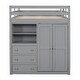 preview thumbnail 17 of 15, Safety Guaranteed Wood Loft Bed with Built-in Wardrobe, Desk, Storage Shelves and Drawers, Full Size, Grey