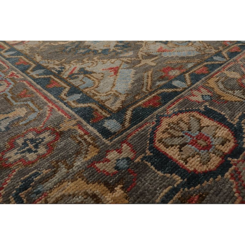 Hand Knotted Arts & Craft Mossy Gray Turkish Oushak 100% Wool Area Rug
