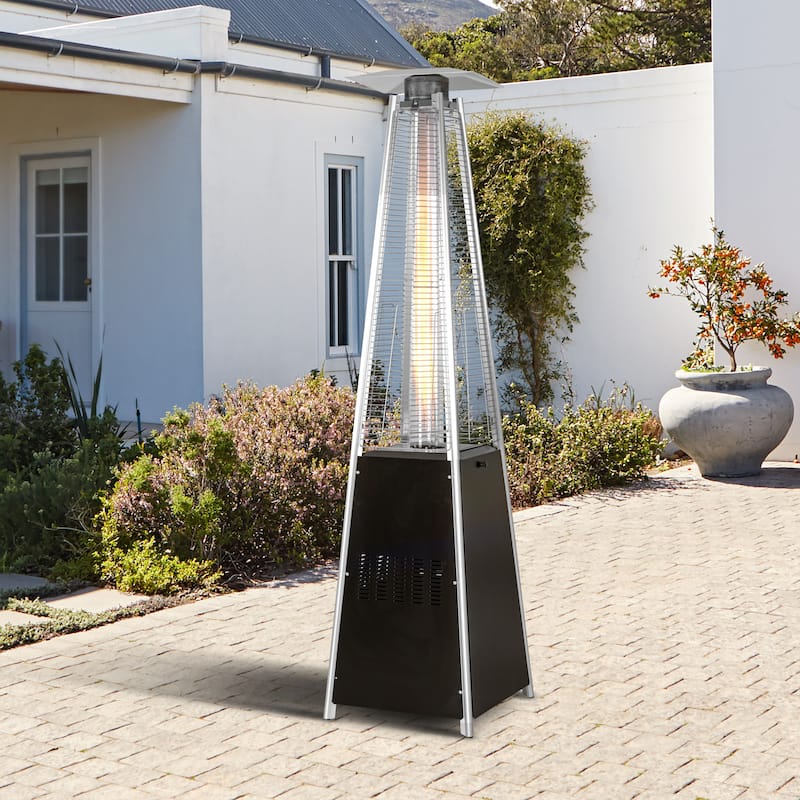 Nuu Garden Outdoor 48,000 BTU Pyramid Propane Gas Patio Heater with Wheels