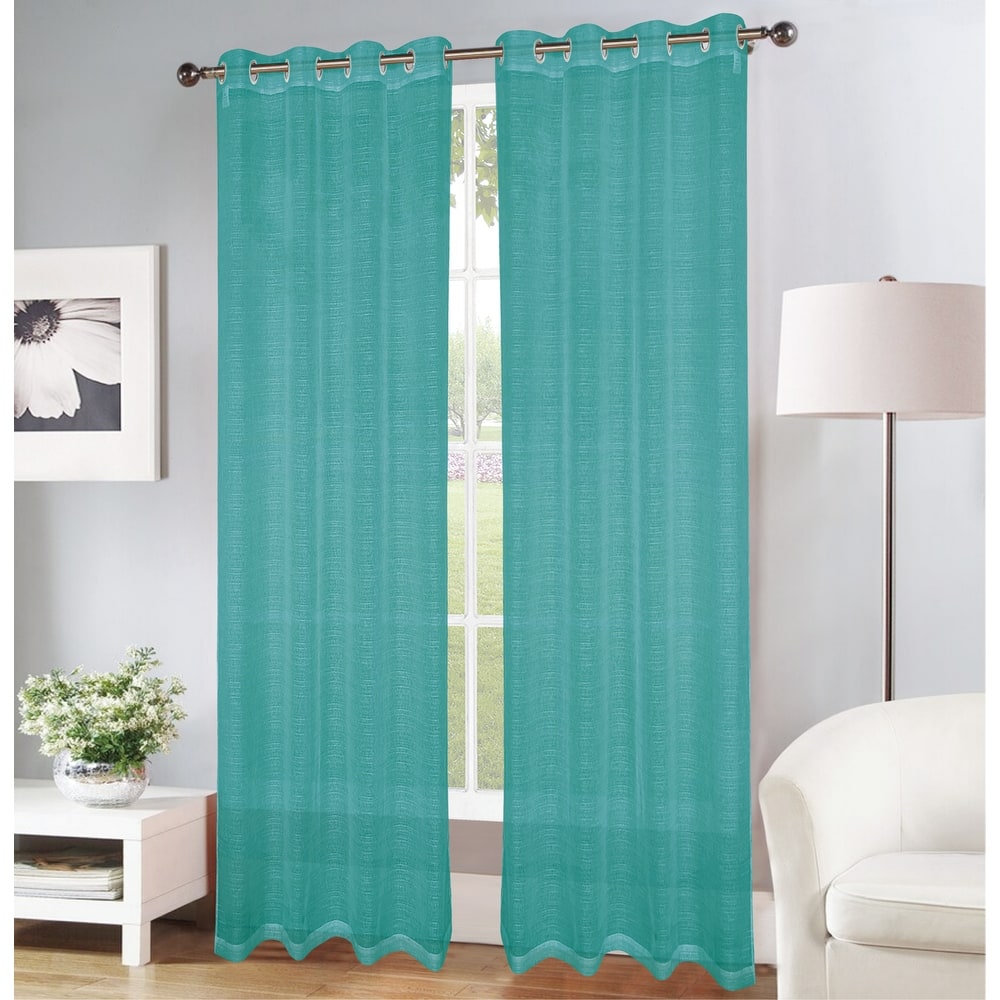 Erica Striped Doily Single Grommet Curtain Panel - (1x) 54 x 90 in. - (1x) 54 x 90 in.