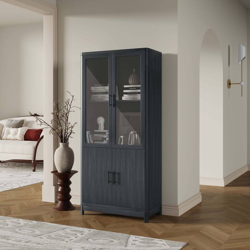 Manhattan Comfort Mid Century Modern Jodie Bookcase with Adjustable Shelves - Grey - Single