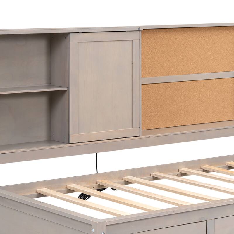 Twin Size Lounge Daybed with Storage, USB Ports and 3 Drawers