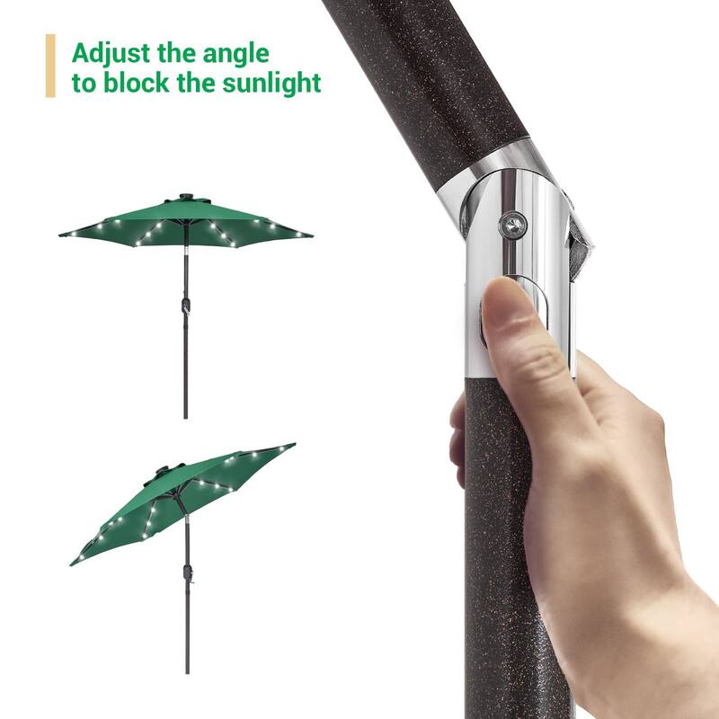 LIVOOSUN Patio 7.5 Feet Market Solar LED Light Umbrella