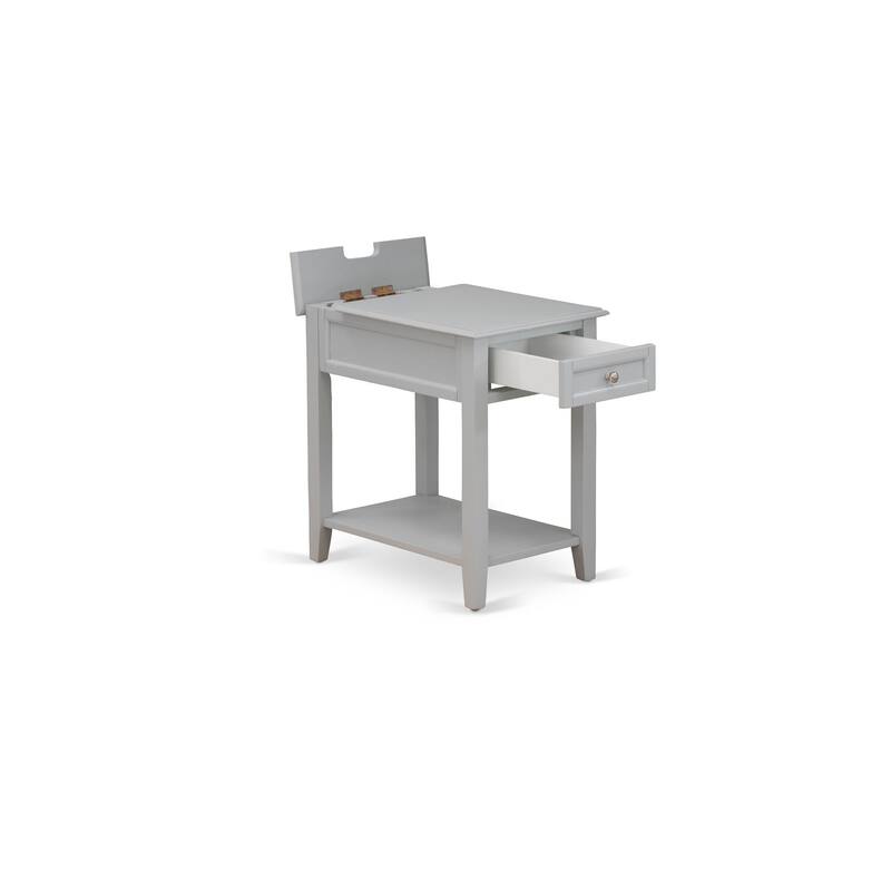 East West Furniture Denison Night Stand - Rectangle Modern End Table with a Drawer for Bedroom, 24x19 Inch, (Finish Options)