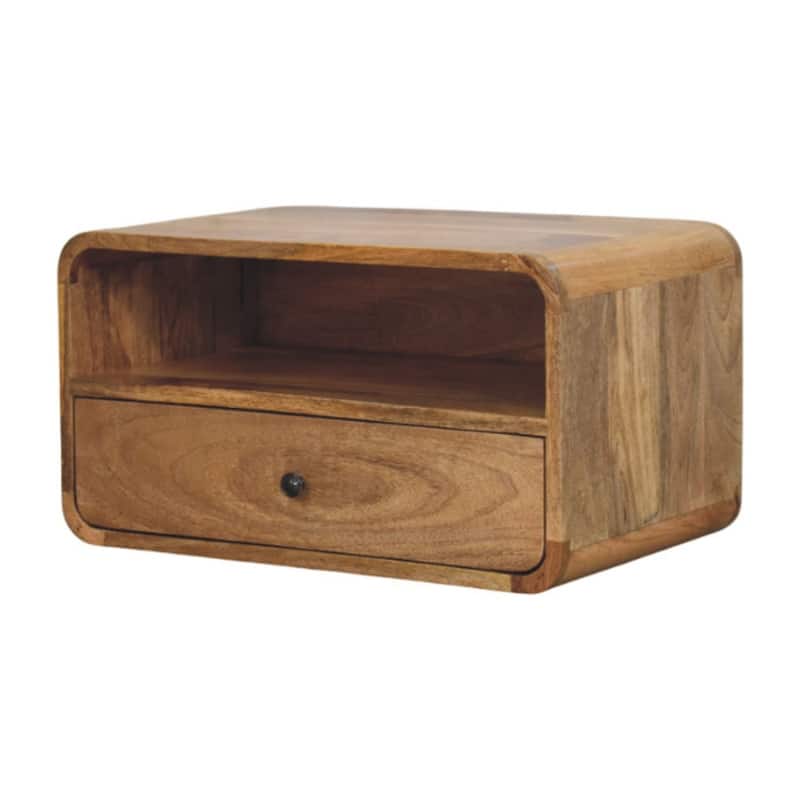 HomeRoots 22" Oak Solid Wood One Drawer Floating Nightstand