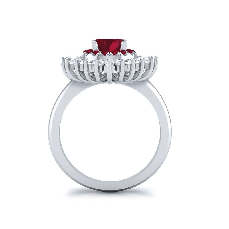 Auriya 1 1/6ct Red Ruby and Diamond Ballerina Engagement Ring 5/8ctw 14k Gold