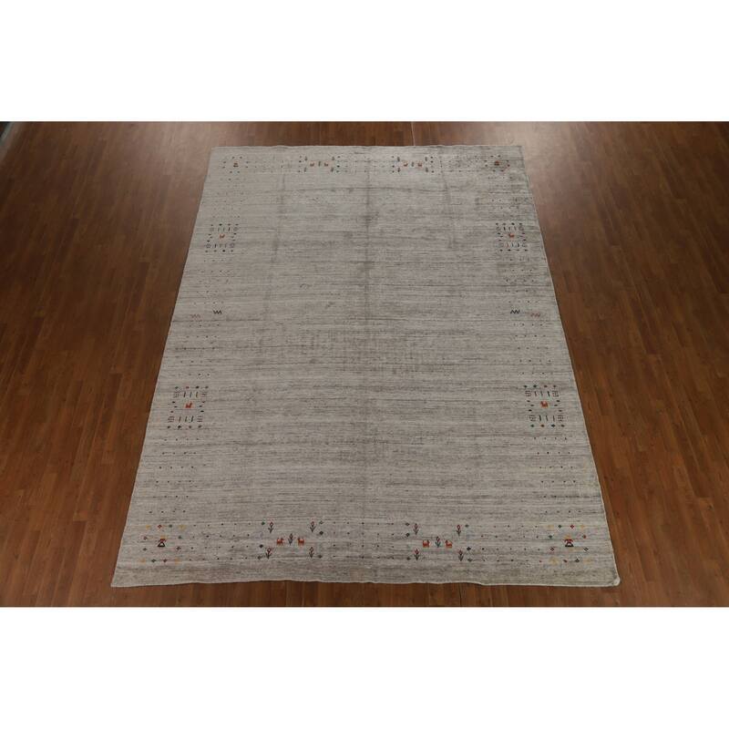 Hand Knotted Oriental 100% Wool Carpet Tribal Tribal Beige & Ivories Gabbeh Area Rug - 12' 2'' X 8' 11''