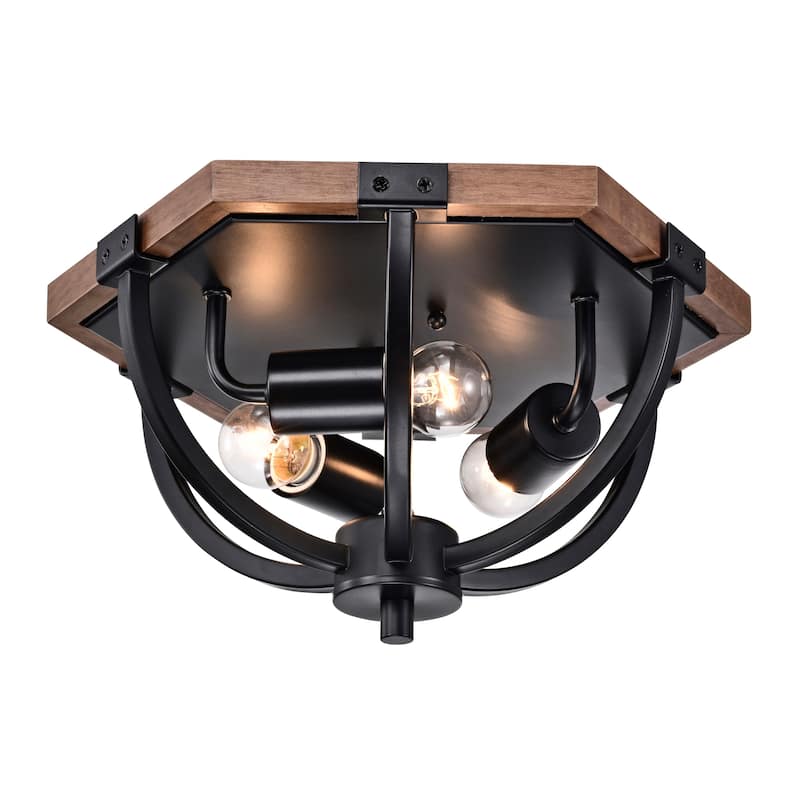 Fiona 14 Inch Farmhouse Style Matte Black Flush Mount Ceiling light