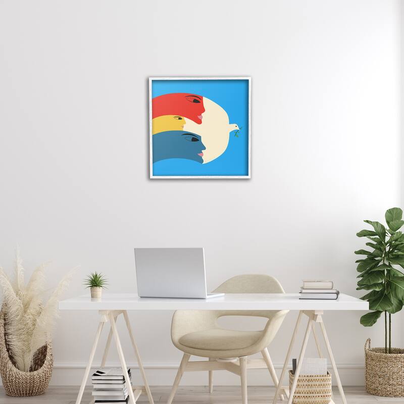 Stupell Peaceful Dove with Faces Framed Giclee Art Design By Carrie Cantwell