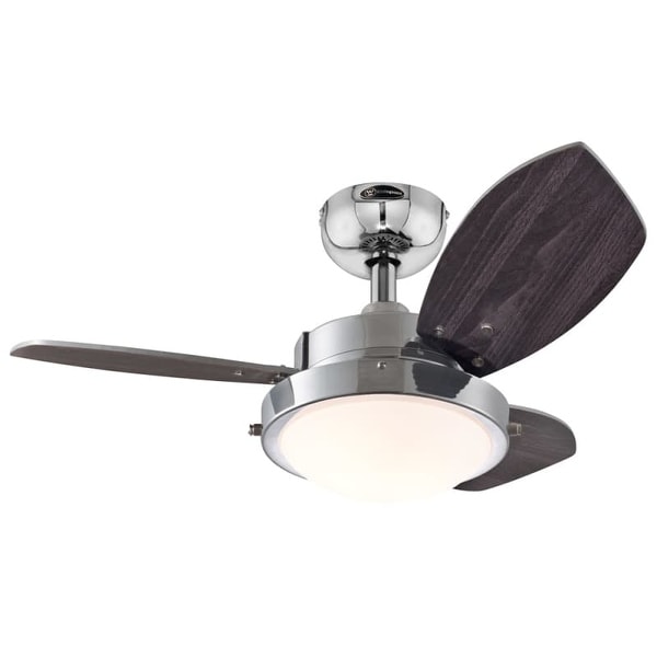 Westinghouse 7876300 Wengue 30" 3 Blade Hanging Indoor Ceiling Fan with Reversible Motor, Blades, Light Kit, and Down Rod