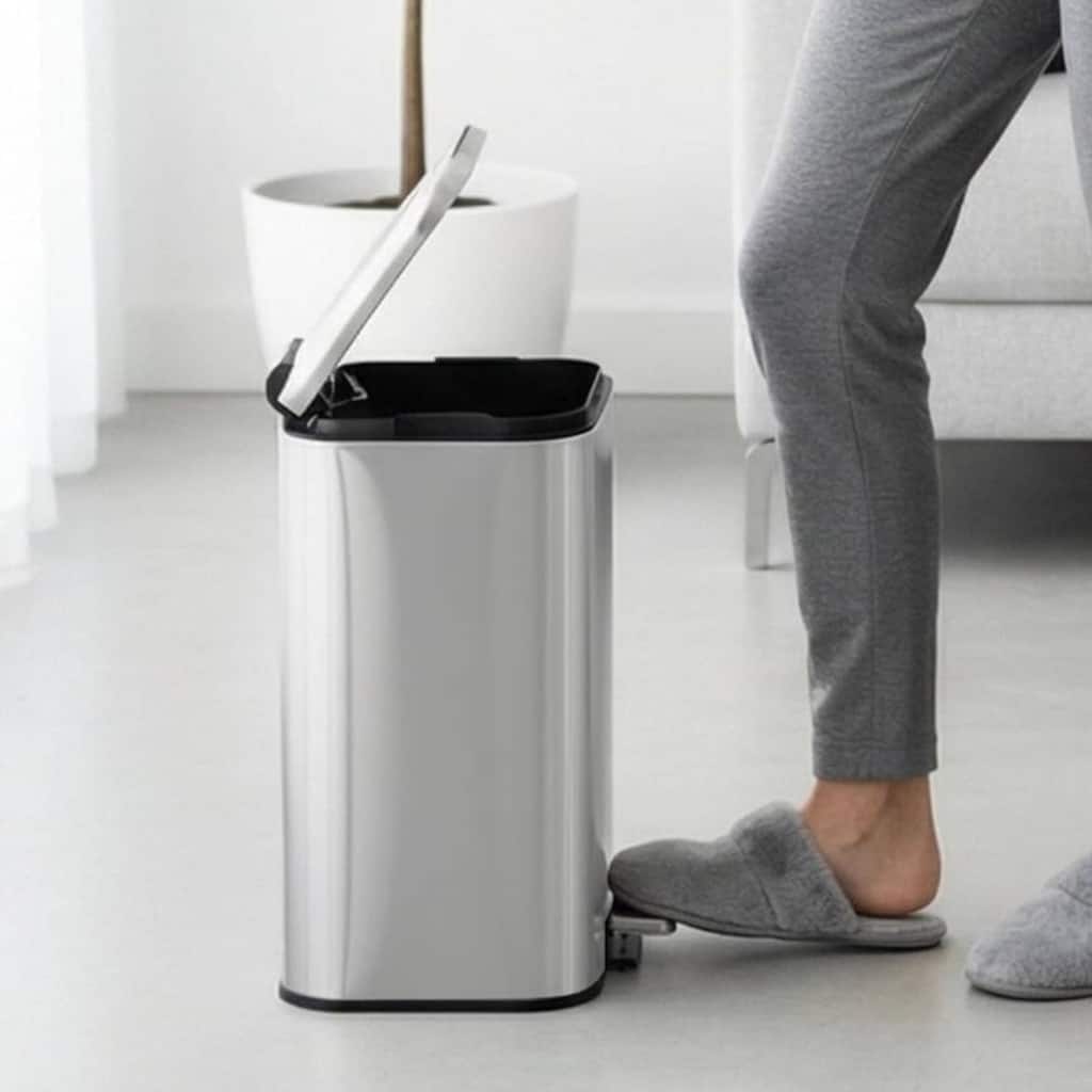 5.2 Gal Fingerprint-Proof Step Rubbish Bin, Trash Can for Bathroom, Kitchen