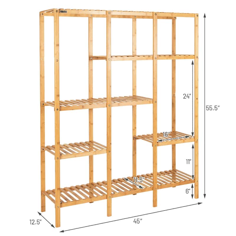 Multifunctional Bamboo Shelf Storage Organizer Rack Plant Stand