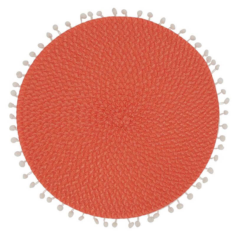 Pom Pom Design Placemats (Set of 4) - Set of 4 - Persimmon - 15"x15"
