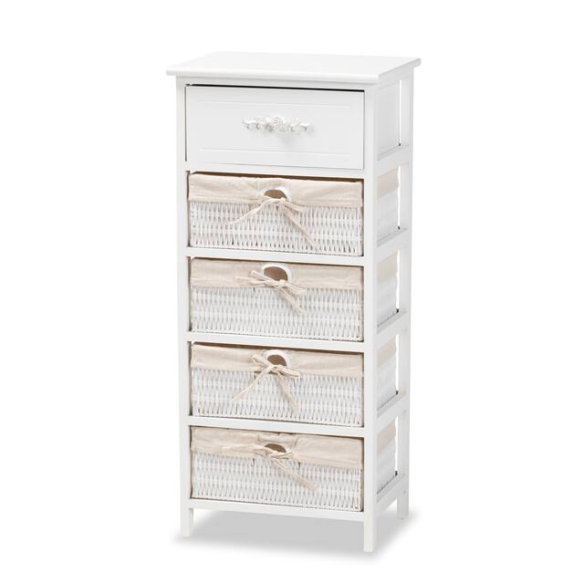 Madelia Modern and Contemporary 1-Drawer Wood Storage Unit-White - White, Beige