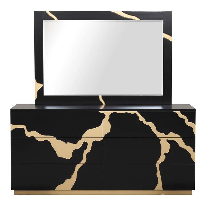 Furniture of America Kismet Modern 6-Piece Black Wood Platform Bedroom Set