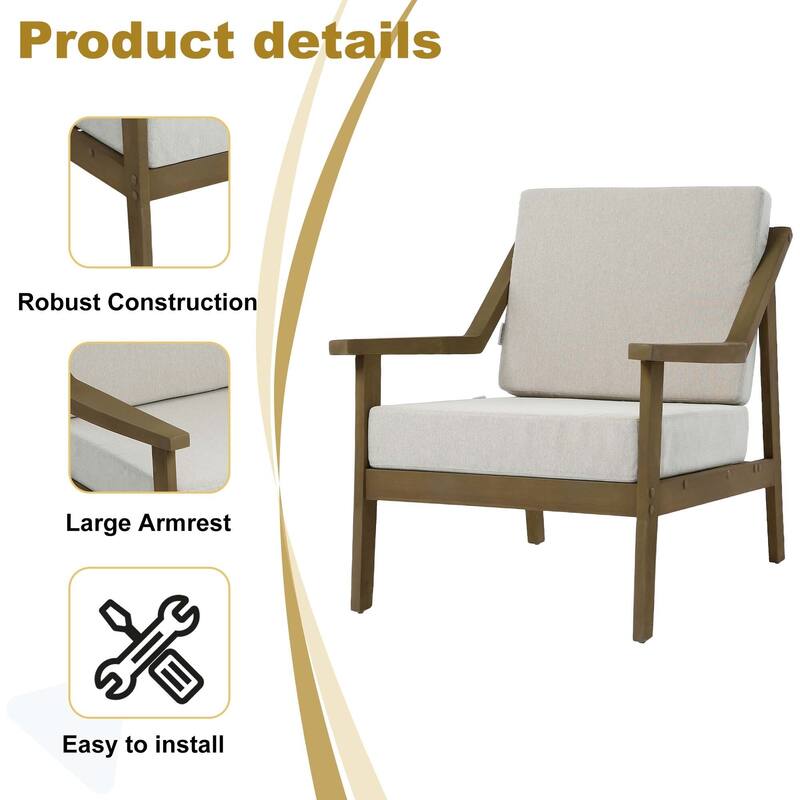 Outdoor Patio Club Chair Arm Lounge Cushion Chair (Set of 2)