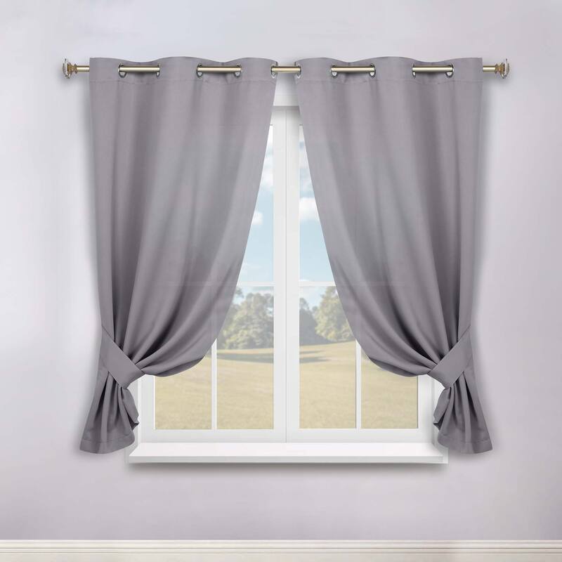 Superior Solid Machine Washable Room Darkening Blackout Curtains with Back Tabs, Set of 2