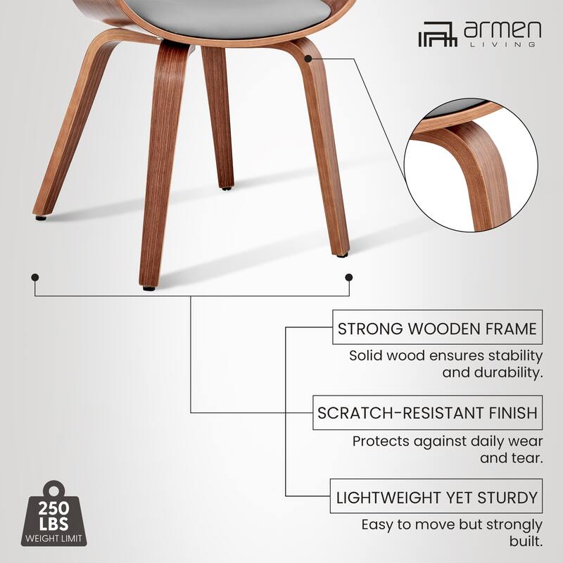Adalyn Mid Century Modern Faux Leather and Wood Upholstered Dining Chair