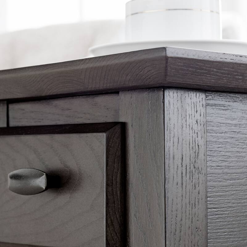 Teegan Solid Wood Narrow Side End Table with Shelf and Drawer