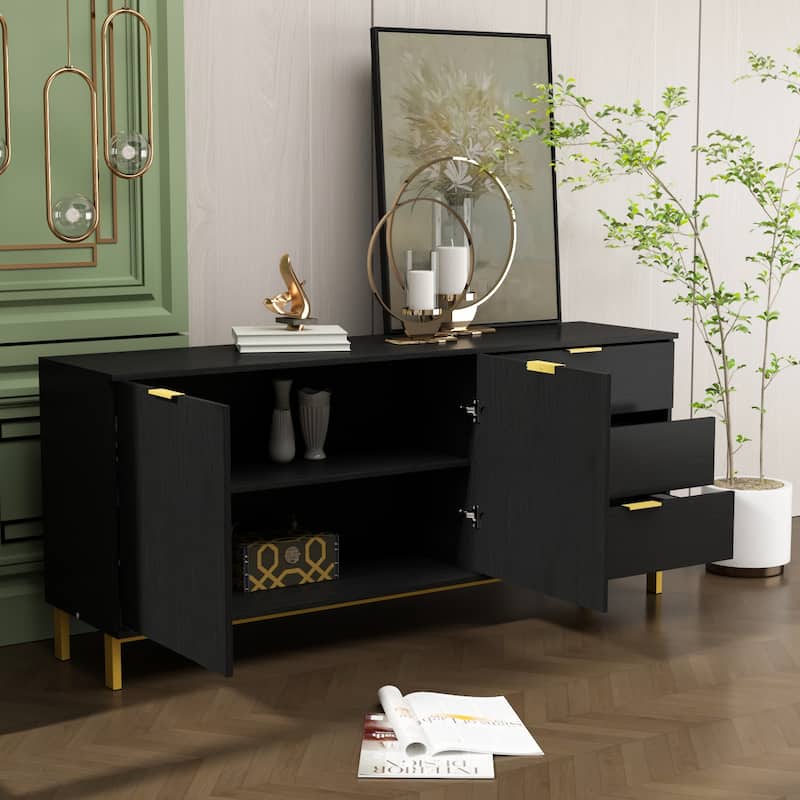 2 Door Large Storage Cabinet 3 Drawer TV Cabinet Buffet Sideboard