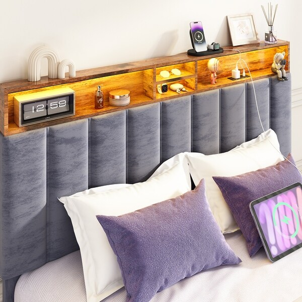 Full and Queen Bed Frame Velvet Platform Bed with Wingback