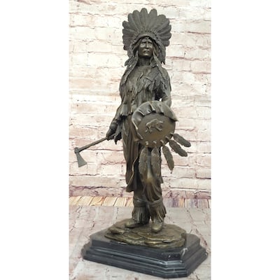 Appeal To The Great Spirit Sioux Chief Indian Bronze Statue By Mario Nick Figurine