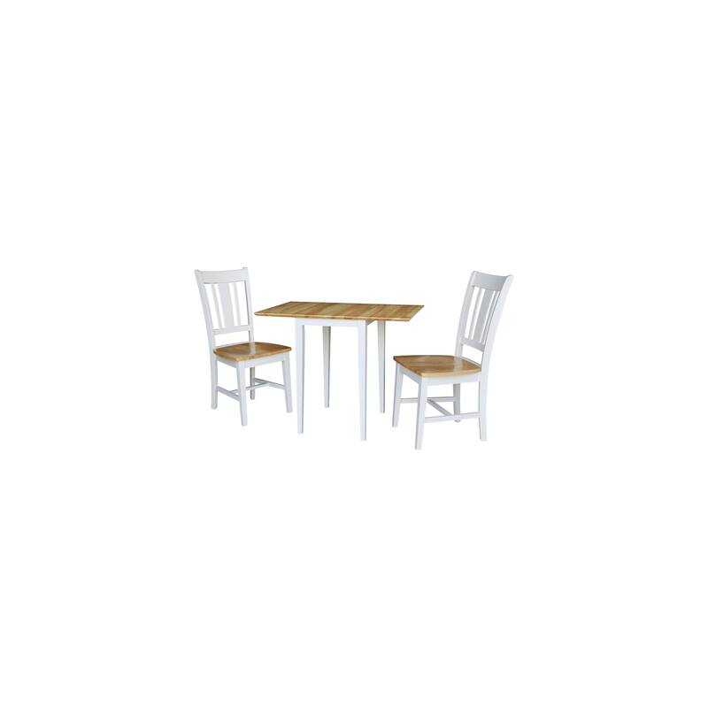 Country Cottage Coffee Table Set - Solid Hardwood, Drop Leaf Table & 2 Chairs
