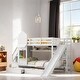 preview thumbnail 1 of 10, Twin-Over-Twin Bunk Bed with 2 Drawers, Castle Style Bed with 3 Storage Shelves, Storage Bed with Slide, White Modern White