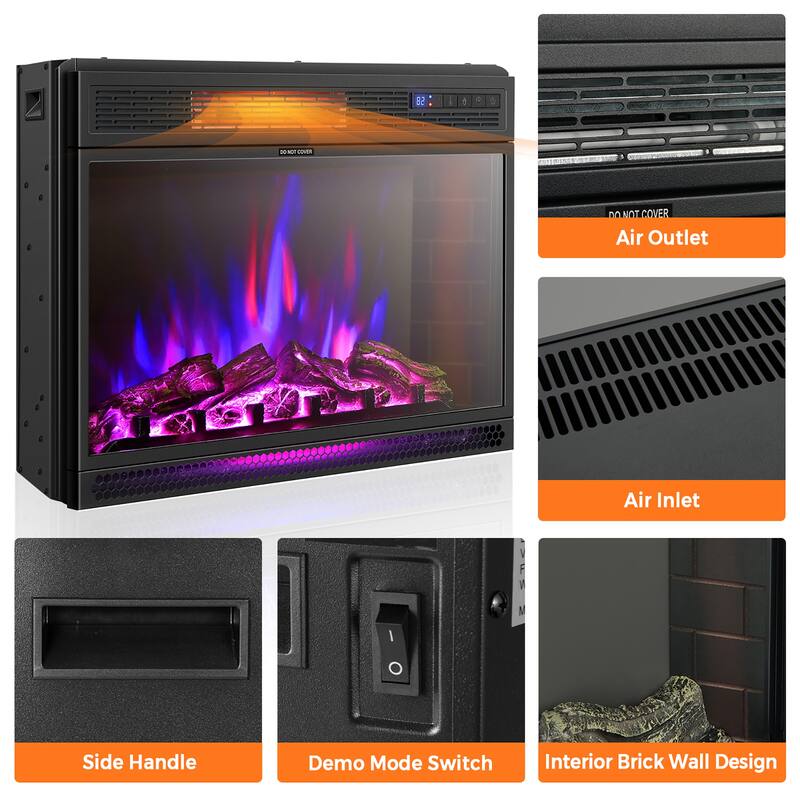 Costway 28'' Electric Fireplace Freestanding & Recessed Heater Log - See details