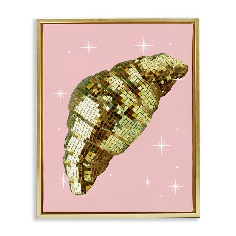 Stupell Luminous Disco Croissant Framed Floater Canvas Wall Art Design By Lil' Rue - 25 x 31 - Gold