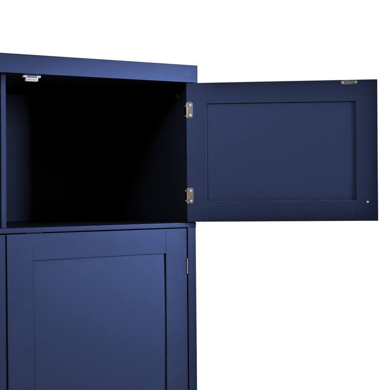 Modern 80.1" Tall Freestanding Kitchen Pantry Cabinet with Adjustable Shelves and 2 Power Outlets