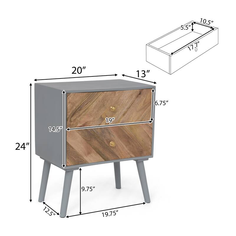 Mango Wooden / Mdf Fitted 2 Drawer Cabinet