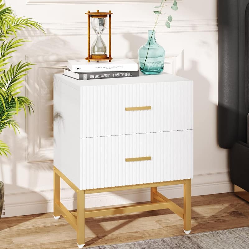 2-Drawer Nightstand Bed Side Table Storage End Table Side Table - White - 2-drawer