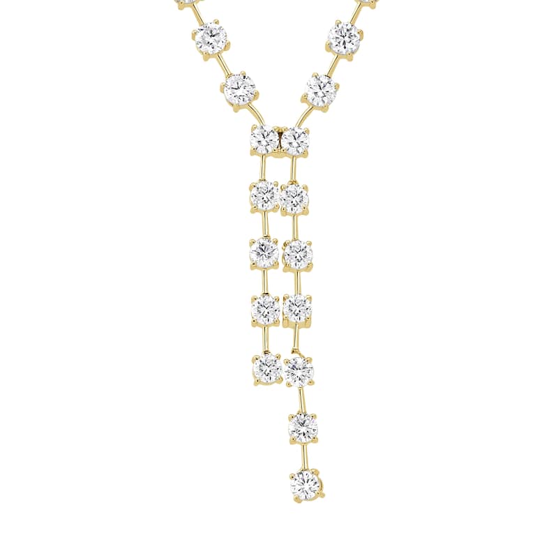 Auriya 14K Gold Lab Grown Station Diamond Lariat Round Necklace 4 1/6ct. tw. (F-G VS) - Yellow