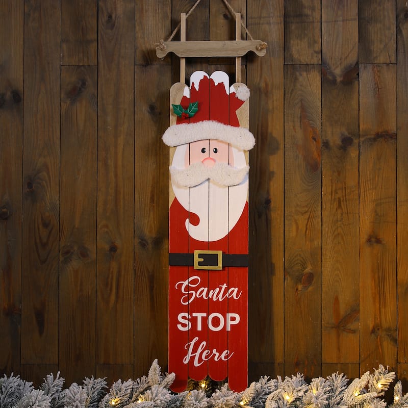 Glitzhome 42"H Wooden Christmas Sleigh Snowman or Santa Porch Sign