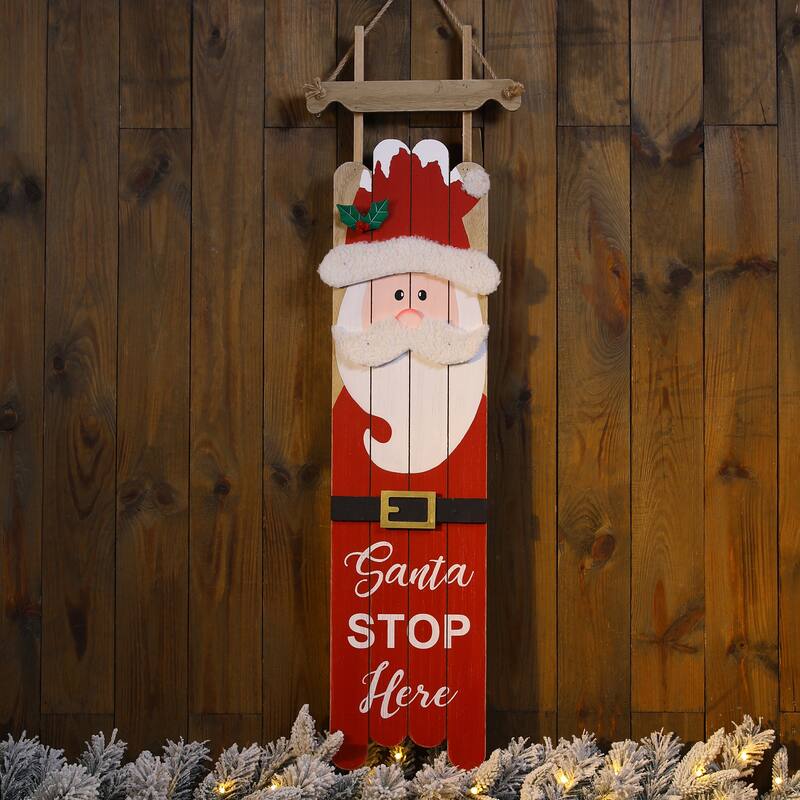 Glitzhome 42"H Wooden Christmas Sleigh Snowman or Santa Porch Sign