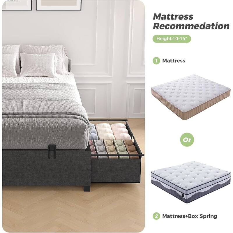 Twin Size Bed Frame 2 Large Storage Drawers Platform Bed Metal Kids