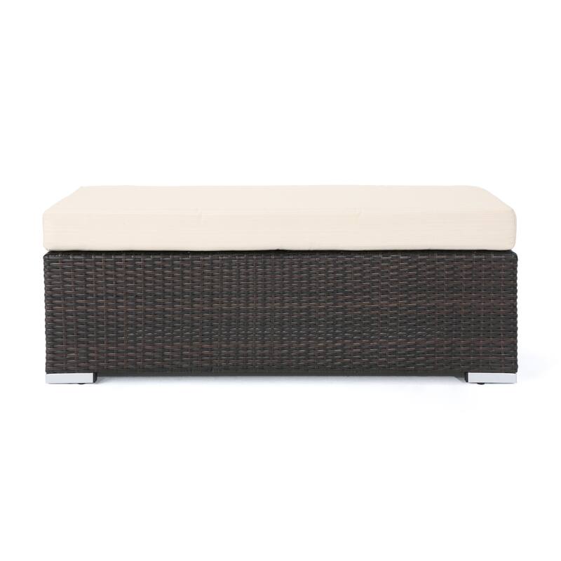 Santa Rosa Outdoor Wicker Bench with Cushion by Christopher Knight Home