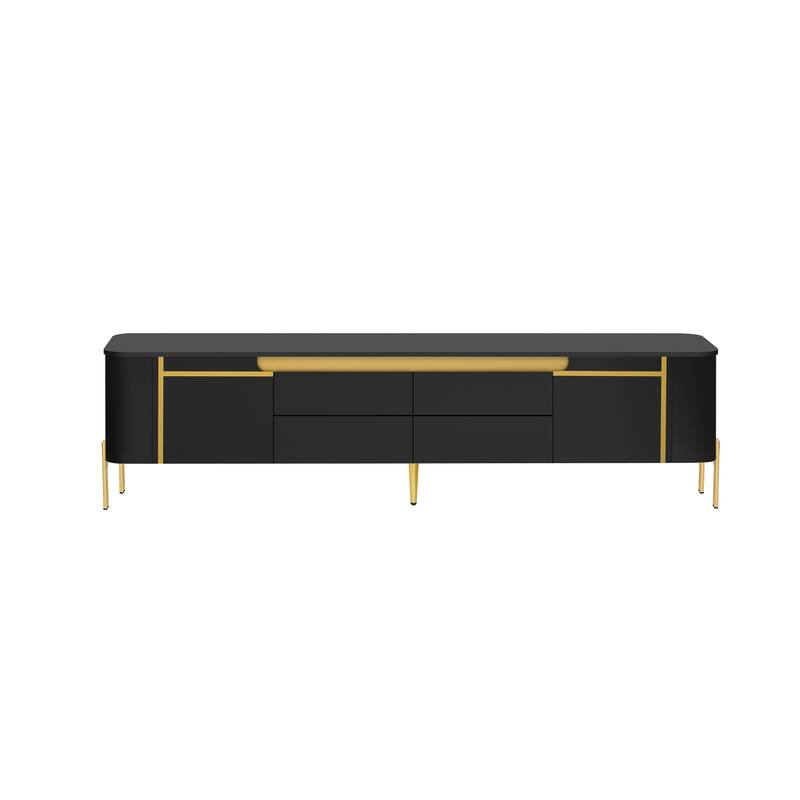 ​Modern Light Luxury TV Stand with 4 Drawers, 2 Storage Cabinets and 4 Metal Legs for Living Room and Home Theater
