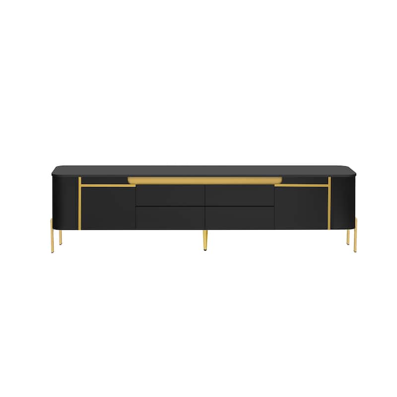 Modern Media Storage Console TV Stand with 4 Drawers & Metal Legs