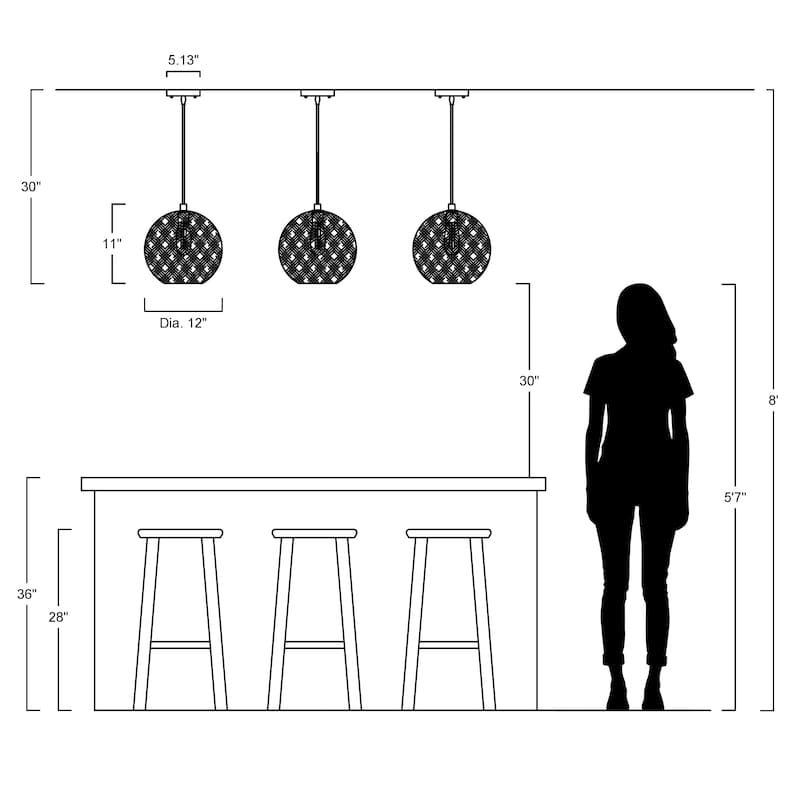 Louisa 1-Light Bohemian Minimalist Iron/Rope Woven Globe LED Pendant, White/Black by JONATHAN Y