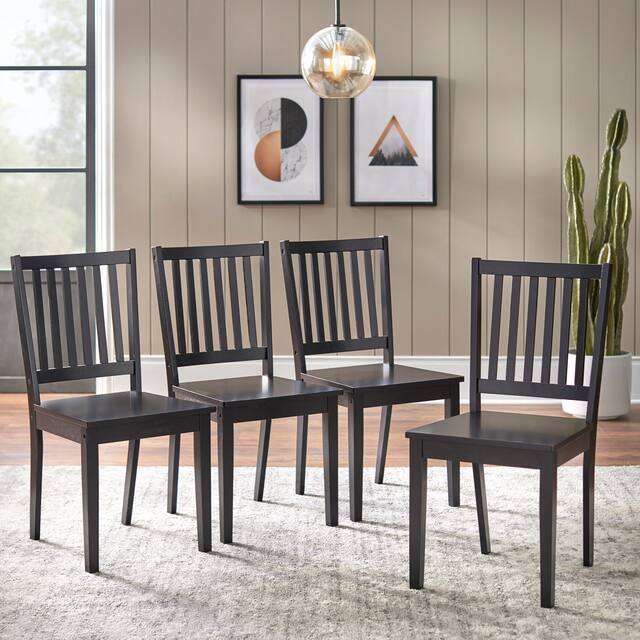 Simple Living Solid Wood Slat Back Dining Chairs (Set of 4) - Black